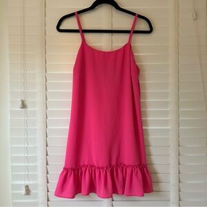 Aqua Dress Mini Hot Pink Drop Waist Ruffle Hem Sleeveless Medium Summer